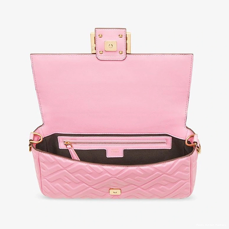 Affordable HOT Bag Baguette In FF Motif Pink Medium Leather Fendi Nappa 0710